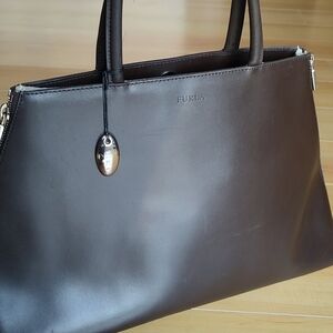 Furla Dark Brown Leather Tote Bag